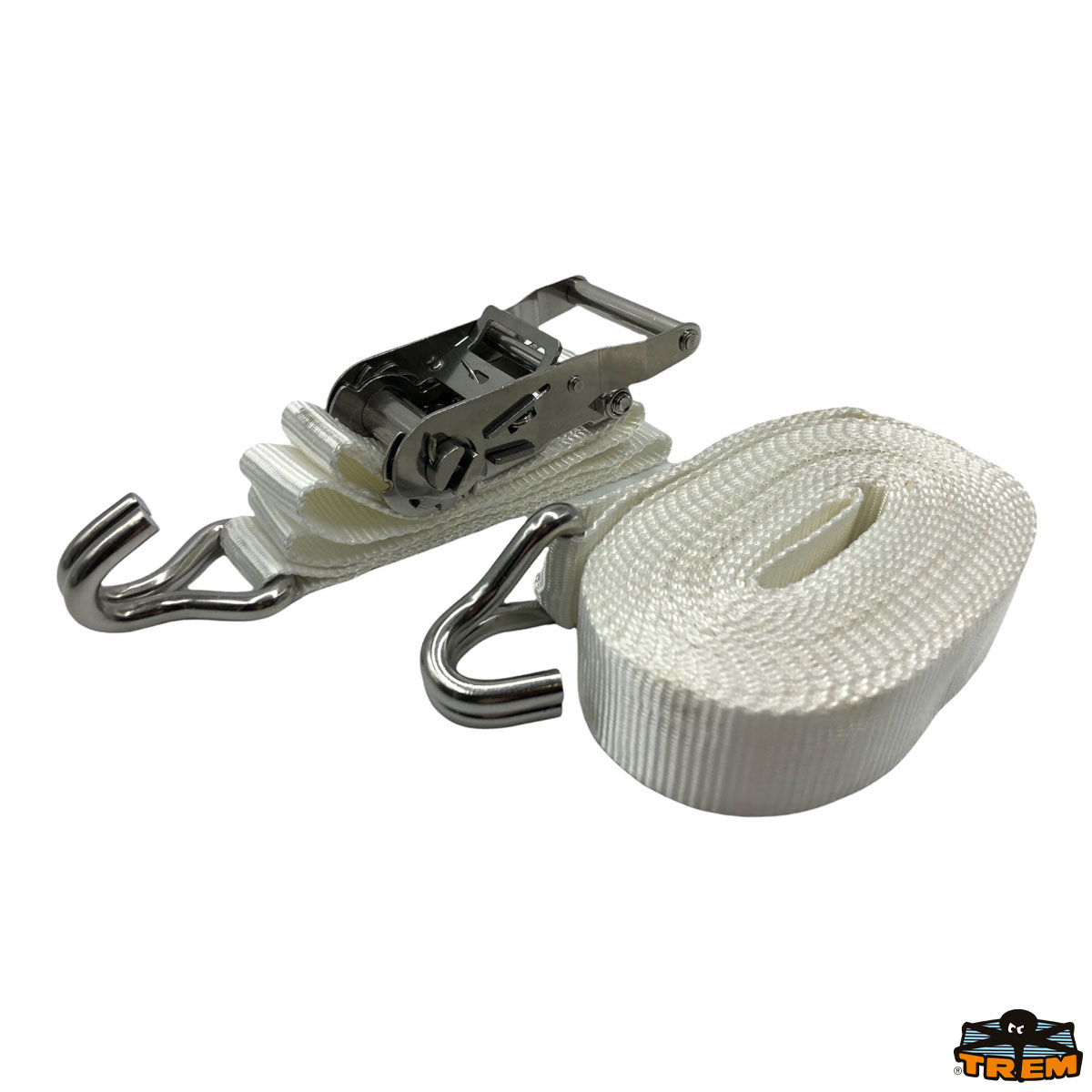 Immagine Cinghia regolabile aisi 316 in poliestere munita di fibbia autobloccante e di ganci terminali in acciaio inox